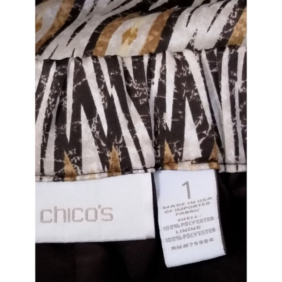 Chico's Elastic Waist Geometric Print Skirt Side Pockets Size 1 (M/8) - Picture 8 of 9